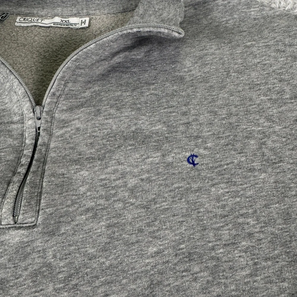 Criquet Mens XXL Quarter Zip Sweatshirt Heather Gray Pullover Mock Neck Logo - Picture 6 of 9